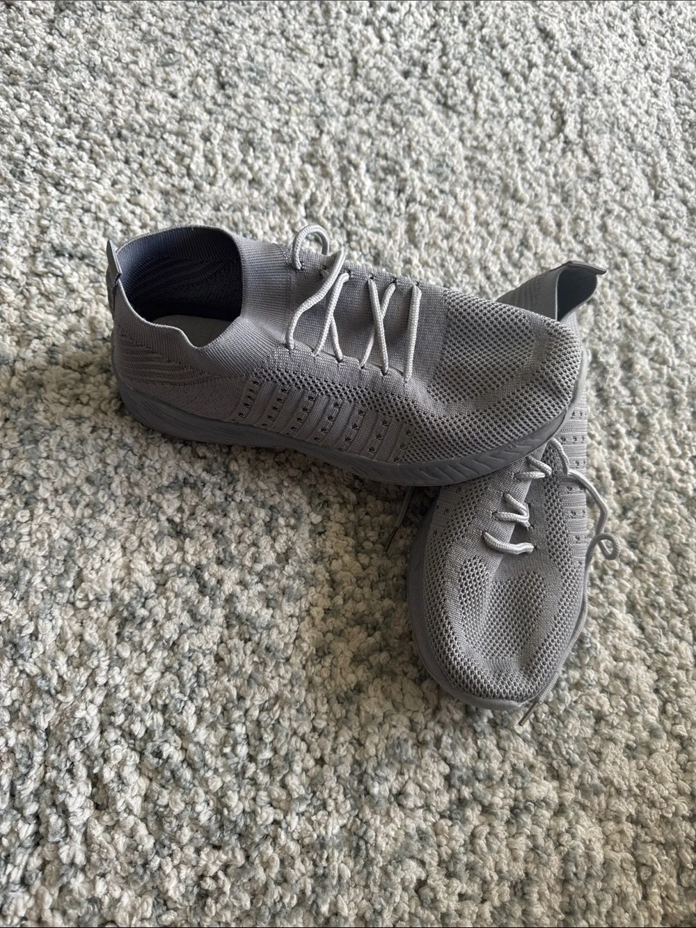 Men's Knit Lace-Up Athletic Shoes - Grey
